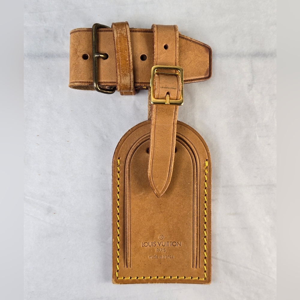 Vintage Louis Vuitton Luxury Luggage Keepall Name Tag and Poignet Set